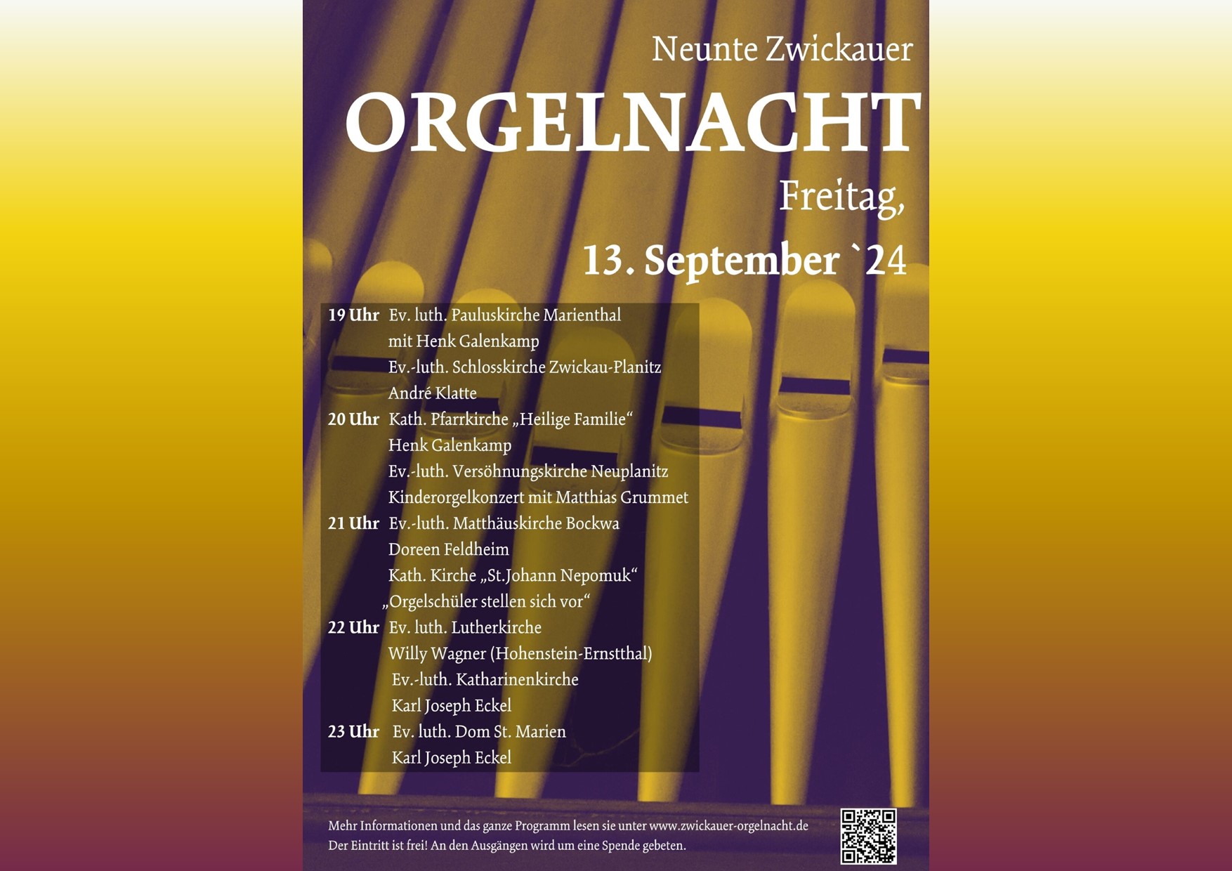 Zwickauer Orgelnacht 2024 am 13. September